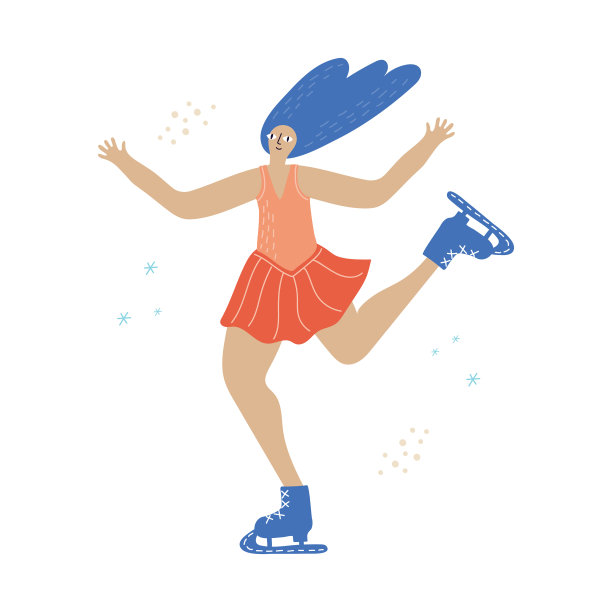 女孩穿着红裙子溜冰图片下载