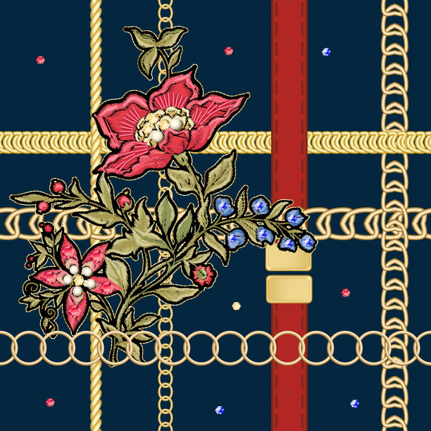 复古雅可比豆风格的梦幻花朵图片下载