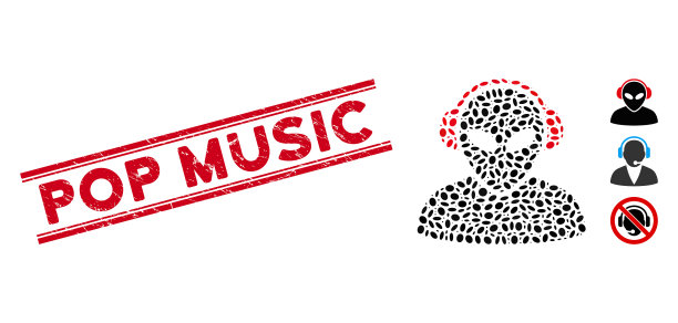 忧伤流行音乐线印章和马赛克外星人图片下载