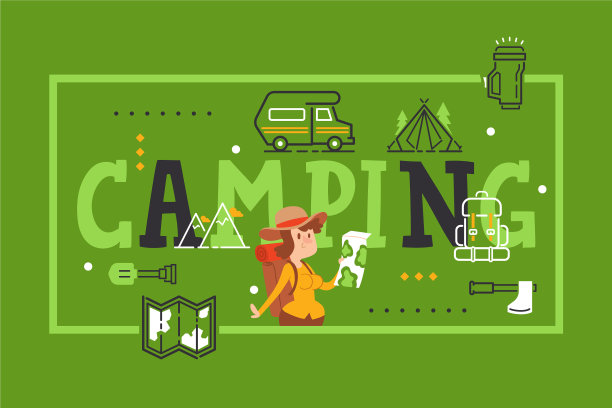 露营排印海报小册子封面图片下载