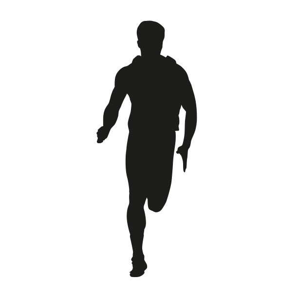矢量跑人剪影，正面图片下载