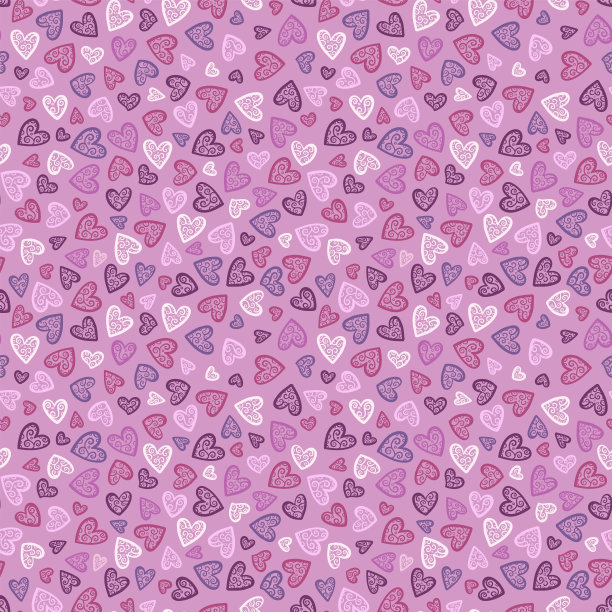 可爱的手绘心形无缝图案，可爱的浪漫背景，伟大的情人节，母亲节，纺织品，壁纸，横幅-矢量设计图片下载