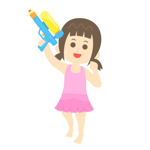 一个女孩在玩泳衣的插图。图片下载