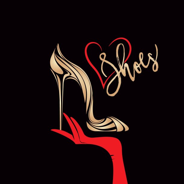 高跟鞋，细高跟鞋和红手套。时尚插画。优雅、魅力、奢华的风格。图片下载