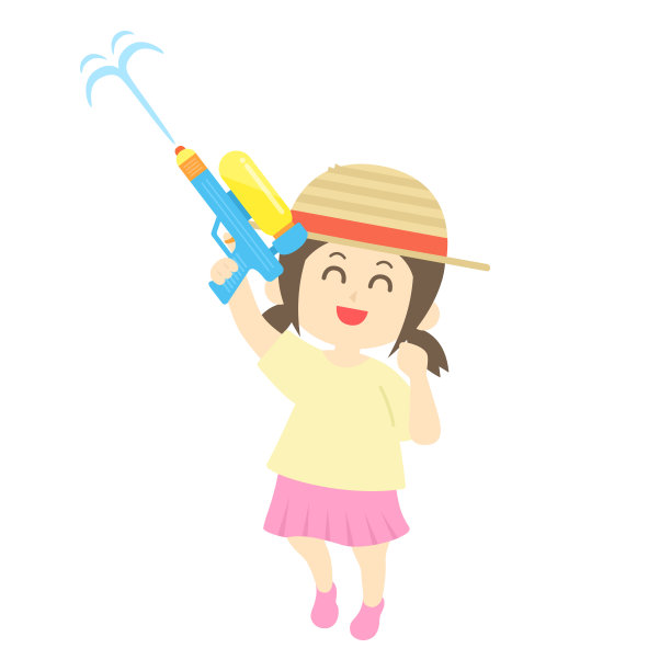 女孩在玩水枪。图片下载