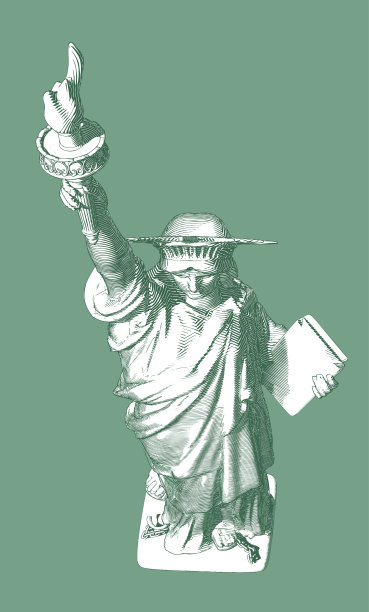 复古雕刻的自由女神从俯视图矢量插图图片下载