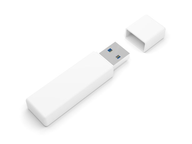 USB闪存驱动器隔离在白色背景。数据存储设备。随身碟。Pendrive。图片下载