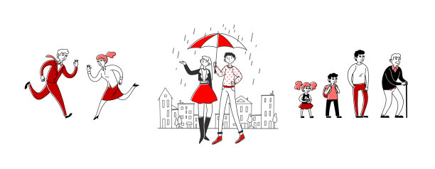 步行或跑步的人设置图片下载