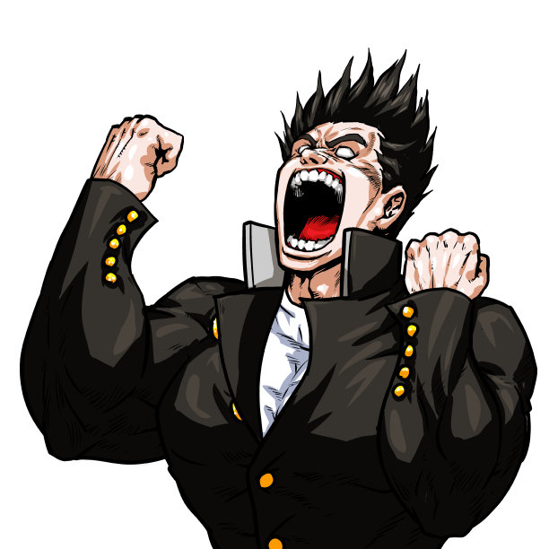 胆量，假头发，调情，尖叫，尖叫，恶作剧，卡通，肌肉，健美，男子气概，姿势，前视图，白色背景图片下载