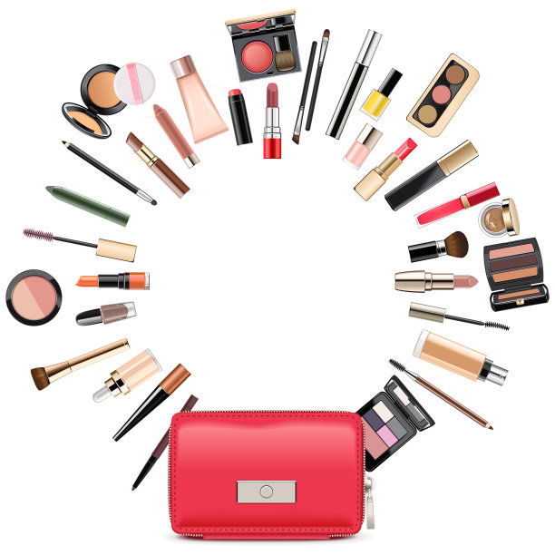 矢量圆化妆概念与美容师图片下载