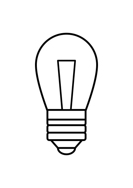 电灯泡与灯丝矢量图像在黑白颜色。电气技术。电工修理工。电气照明。的背景图片。模板文本。海报。图片下载