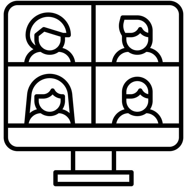 视频会议、远程办公图标矢量插图图片下载