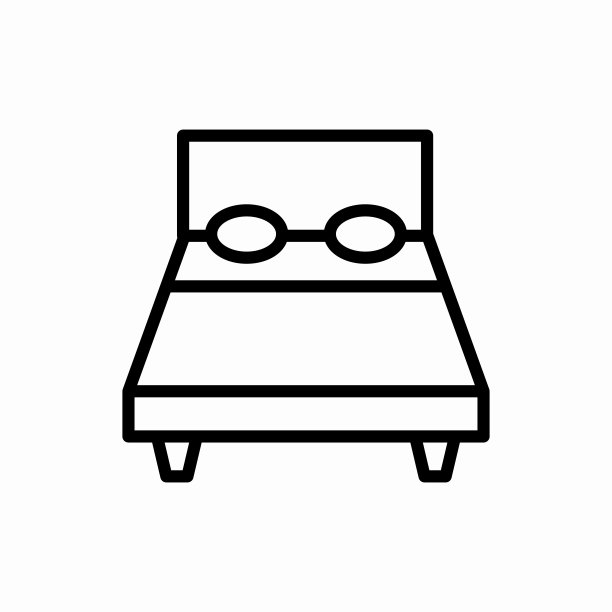 大纲床图标。床上向量插图。网络和移动的符号图片下载