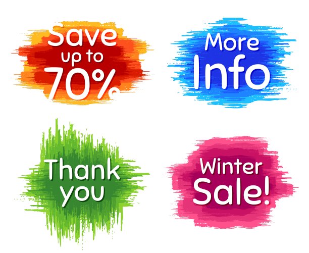 冬季销售，70%的折扣和更多的信息。谢谢你的短语。向量图片下载