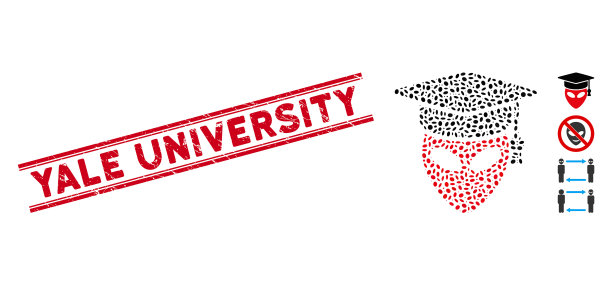 苦恼耶鲁大学线邮票与拼贴图片下载