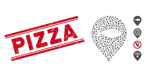 垃圾披萨线密封马赛克鱼标记图片下载