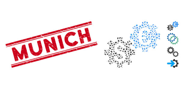 Grunge慕尼黑线邮票与拼贴金融图片下载