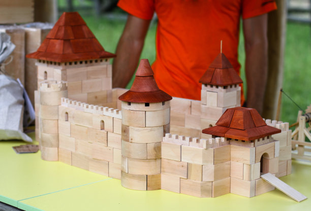 美丽有趣的儿童建造古堡。库存照片为您的设计图片下载