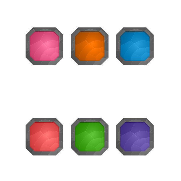 游戏元素孤立在白色背景上。电脑游戏设计。符号和图标。收集方按钮用于游戏和应用程序。不同颜色的开始按钮。卡通接口。图片下载