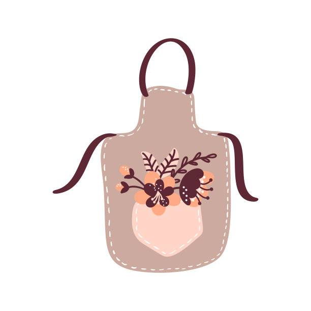矢量花烹饪围裙的食物博客插图。手绘可爱的设计元素。适用于餐厅、咖啡馆菜单或横幅、海报图片下载