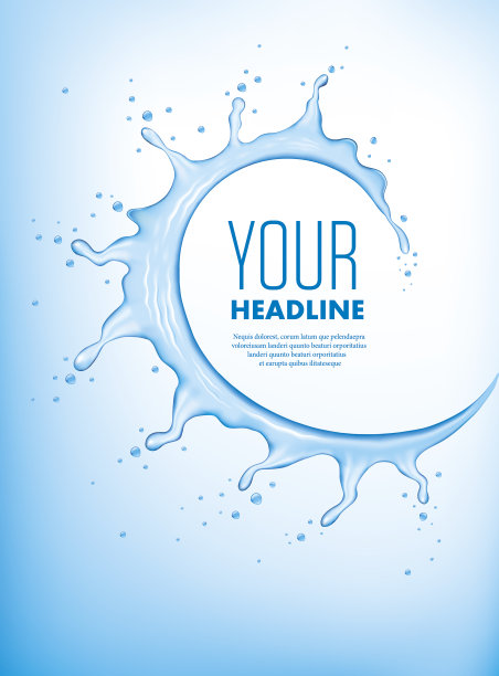 水花与许多蓝色滴和地方的文本图片下载