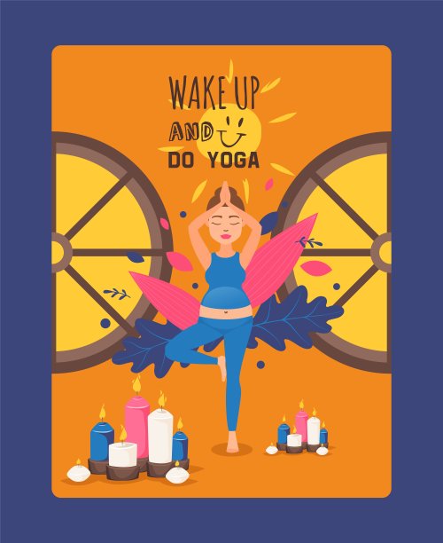 在怀孕期间醒来并做瑜伽最终矢量插图。孕妇穿着运动服做伸展运动图片下载