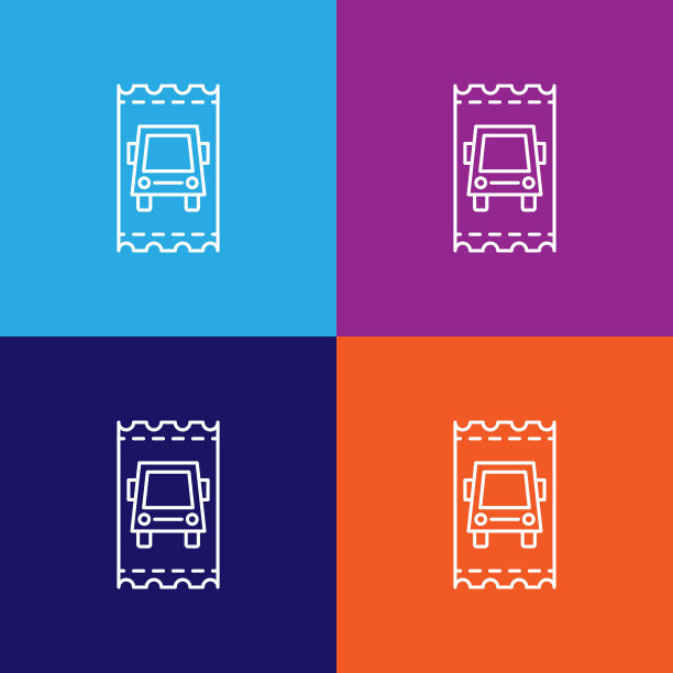 旅游巴士车票提纲图标。旅游插画图标元素。符号和符号可以用于网页，标志，手机应用程序，UI，用户体验图片下载