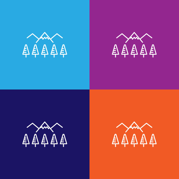 旅游森林轮廓图标。旅游插画图标元素。符号和符号可以用于网页，标志，手机应用程序，UI，用户体验图片下载