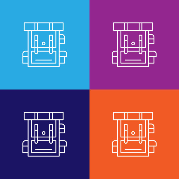 旅行背包的轮廓图标。旅游插画图标元素。符号和符号可以用于网页，标志，手机应用程序，UI，用户体验图片下载