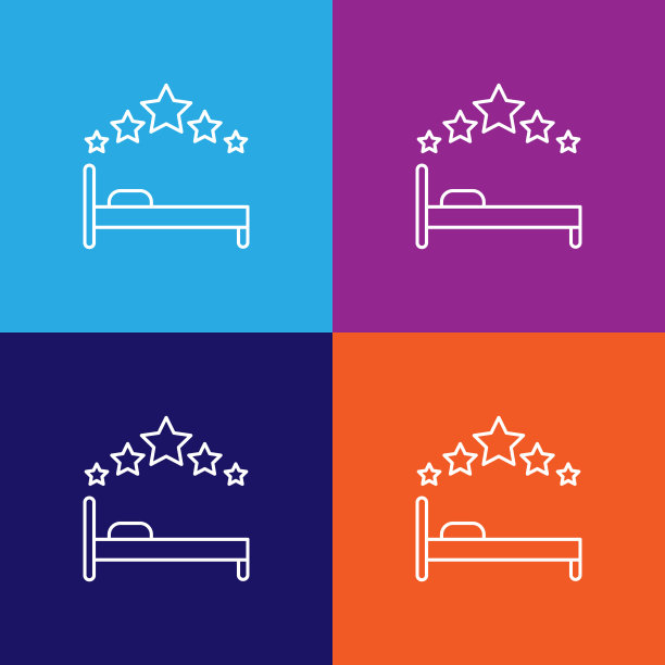 旅行床轮廓图标。旅游插画图标元素。符号和符号可以用于网页，标志，手机应用程序，UI，用户体验图片下载