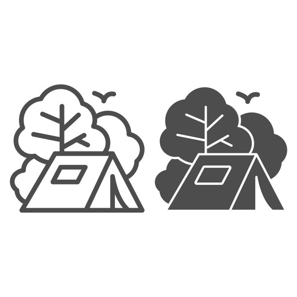 帐篷线和固体图标，旅游概念，白色背景上的旅游帐篷标志，露营图标轮廓风格的移动概念和网页设计。矢量图形。图片下载