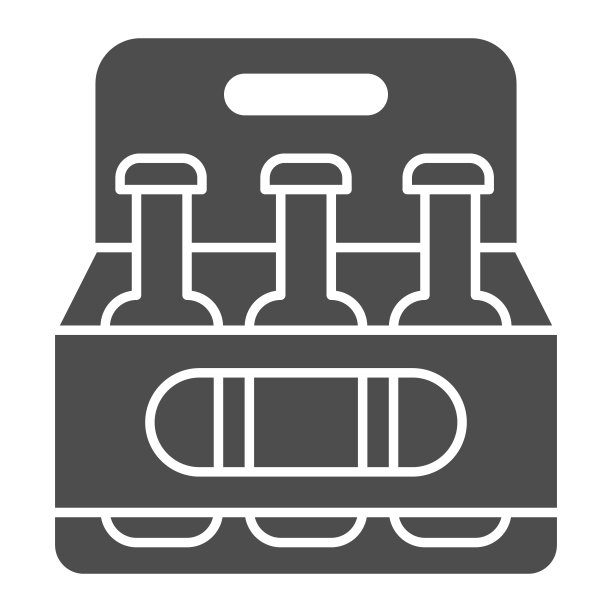 啤酒盒固体图标，野餐概念，包装啤酒瓶标志在白色背景，板条箱啤酒盒图标在字形风格的移动概念和网页设计。矢量图形。图片下载