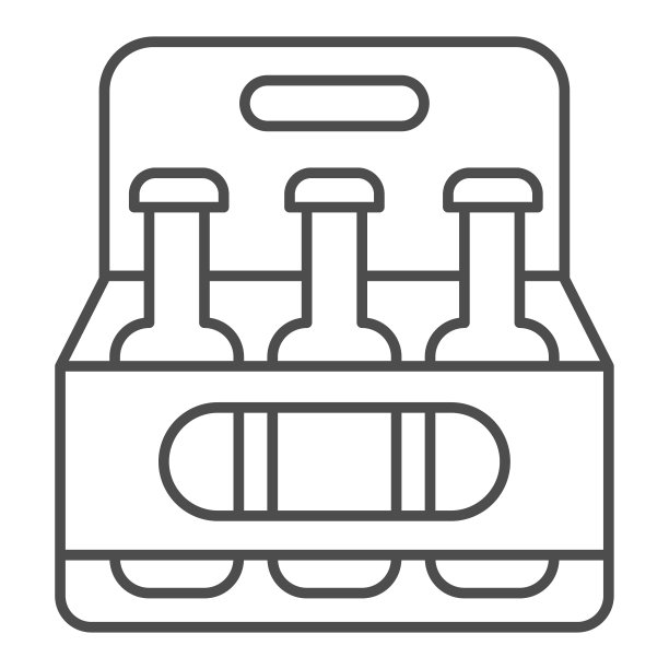 啤酒盒细线图标，野餐概念，包装啤酒瓶标志在白色背景，板条箱啤酒盒图标在轮廓风格的移动概念和网页设计。矢量图形。图片下载