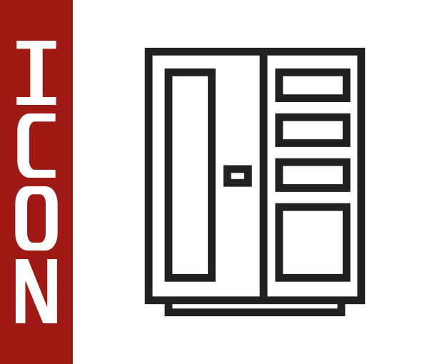 黑色线衣橱图标孤立在白色背景。矢量图图片下载