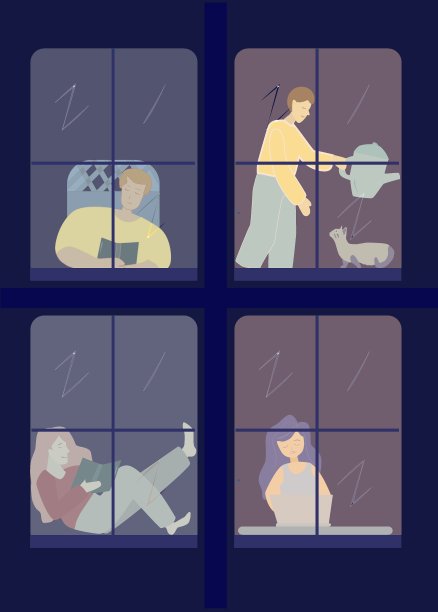 呆在家里。在家里工作。保护你自己。图片下载