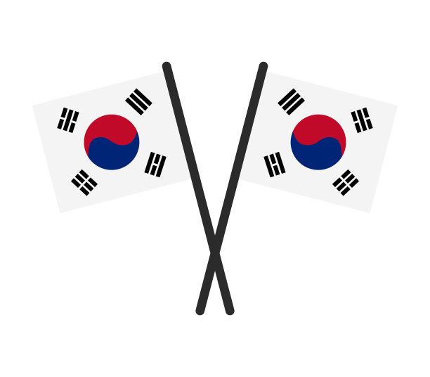 白色背景上的韩国国旗图片下载