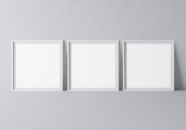 白色最小框架设计，灰色背景，三个垂直框架。库存图片图片下载