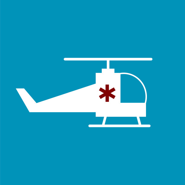 蓝色背景是医疗直升机白色紧急疏散直升机图标。图片下载