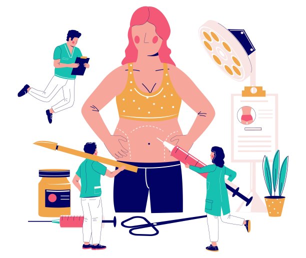 身体整形外科矢量概念平面风格设计插图图片下载