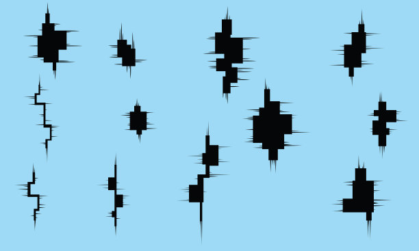 抽象，一组12个独立的门户到另一个维度。空间暗门与蓝色背景的未来主义抽象。穿越时空的旅程。矢量图的黑色经线门图片下载