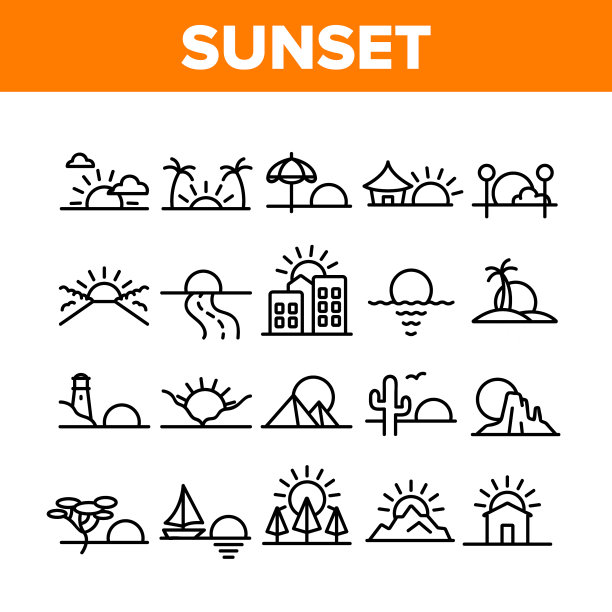 日落或日出收集图标集图片下载