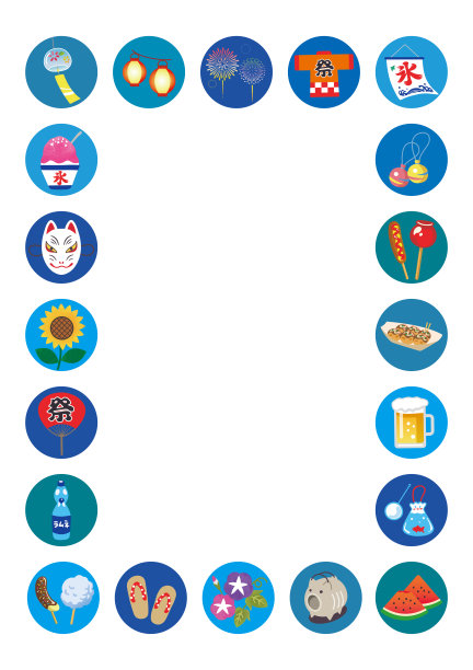 日本夏季图标插图集图片下载