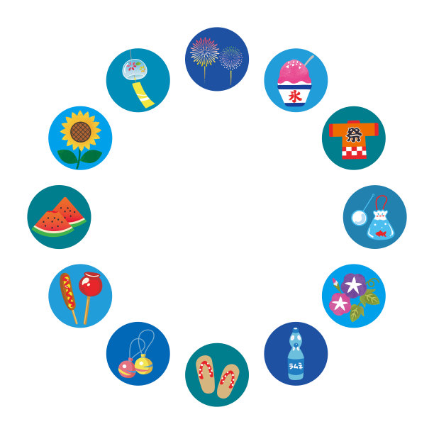 日本夏季图标插图集图片下载