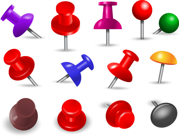 红色图钉办公用品，用于推纸图片下载