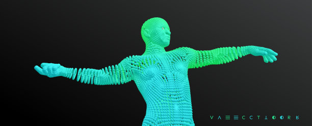 男人举起双手向一边。通信的概念。3 d矢量插图。图片下载