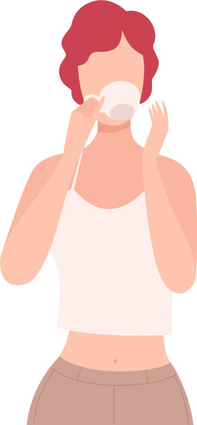 女孩喝着茶或咖啡的年轻女子性格图片下载