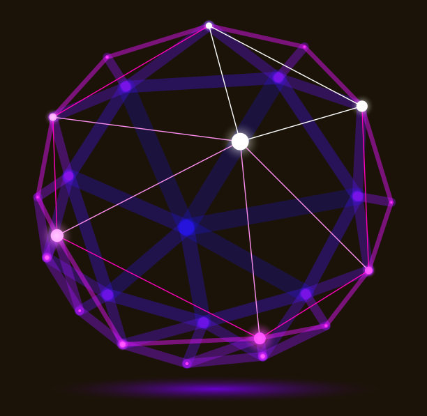 摘要三维网格球矢量插图，点与线连接技术多边形物体，动态技术和科学网格，具有逼真的景深效果。图片下载