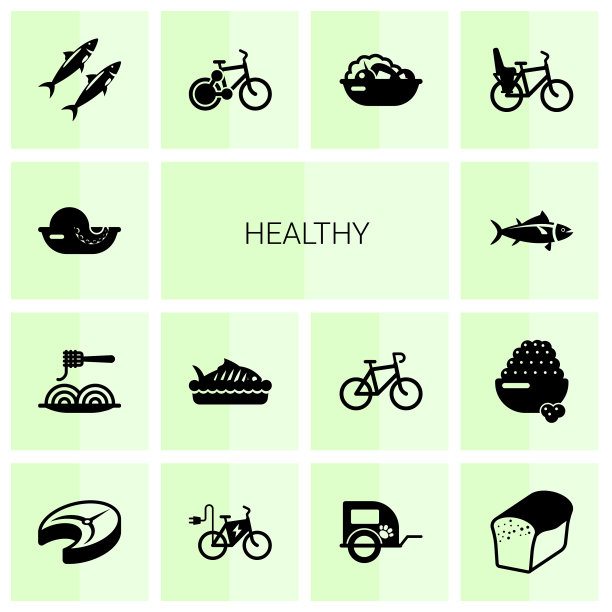 14个健康的填充图标隔离在白色上图片下载