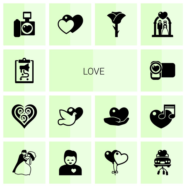 14个爱填充图标设置孤立在白色图片下载