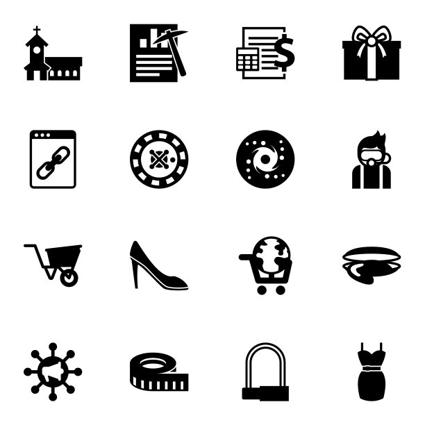 16个对象填充图标设置隔离在白色图片下载